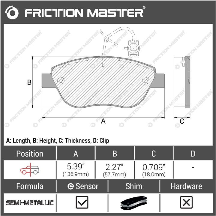 Гальмівні колодки Friction Master Black, комплект Friction Master MKD1618