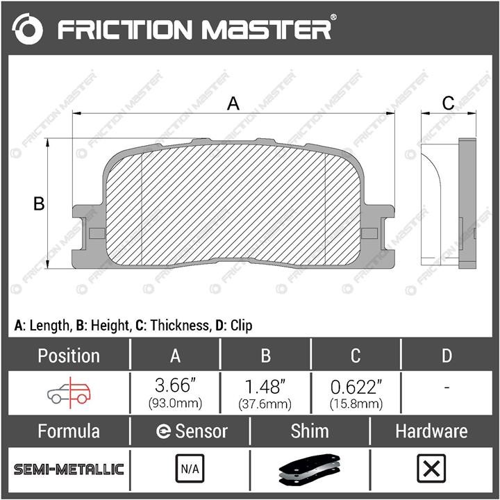 Тормозные колодки дисковые Friction Master Black, комплект Friction Master MKD885