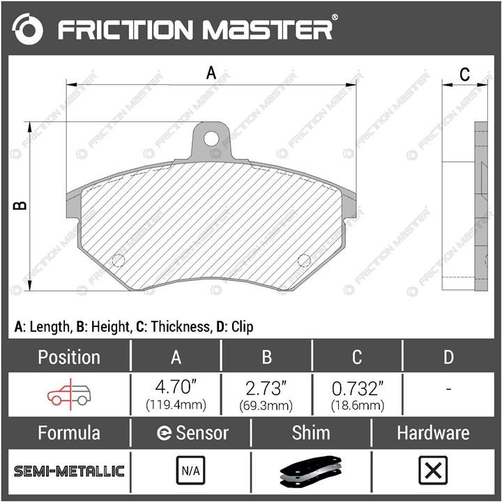 Гальмівні колодки Friction Master Black, комплект Friction Master MKD684