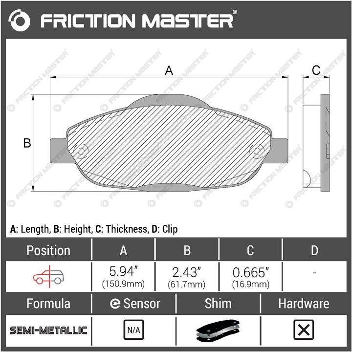 Гальмівні колодки Friction Master Black, комплект Friction Master MKD1696