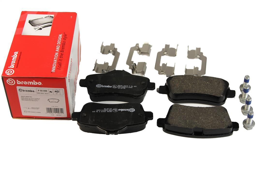 Тормозные колодки дисковые, комплект Brembo P 50 099