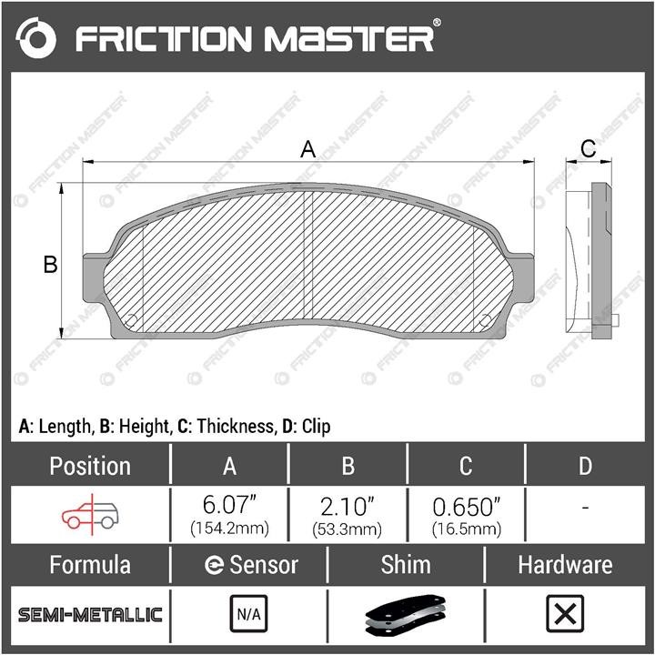 Тормозные колодки дисковые Friction Master Black, комплект Friction Master MKD833