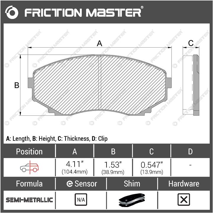 Тормозные колодки дисковые Friction Master Black, комплект Friction Master MKD1036