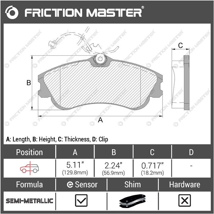 Тормозные колодки дисковые Friction Master Black, комплект Friction Master MKD1190
