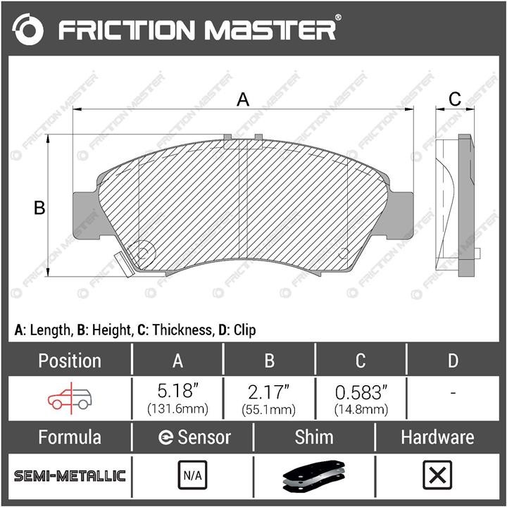 Гальмівні колодки Friction Master Black, комплект Friction Master MKD1643
