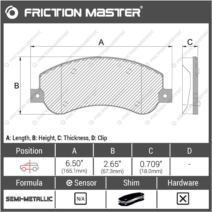 Тормозные колодки дисковые Friction Master Black, комплект Friction Master MKD1555