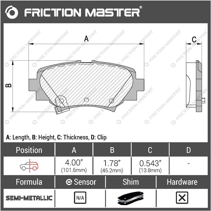 MKD1729 Friction Master Тормозные колодки дисковые Friction Master Black, комплект