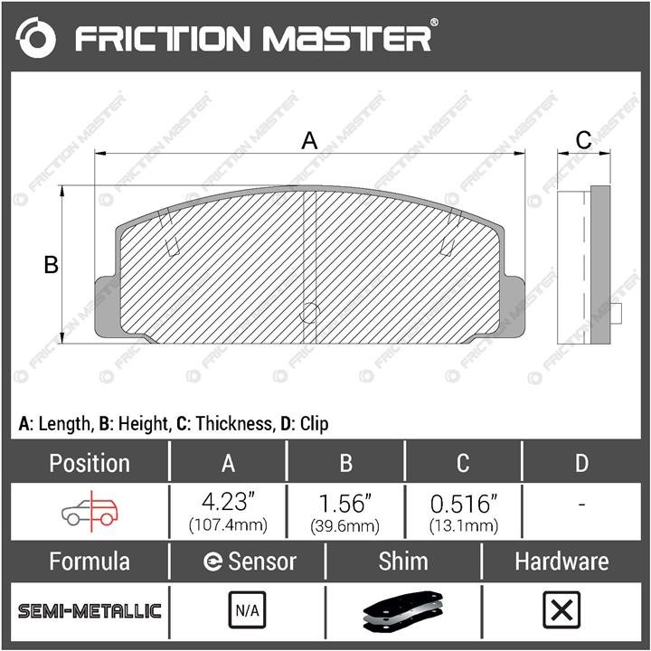 Гальмівні колодки Friction Master Black, комплект Friction Master MKD332