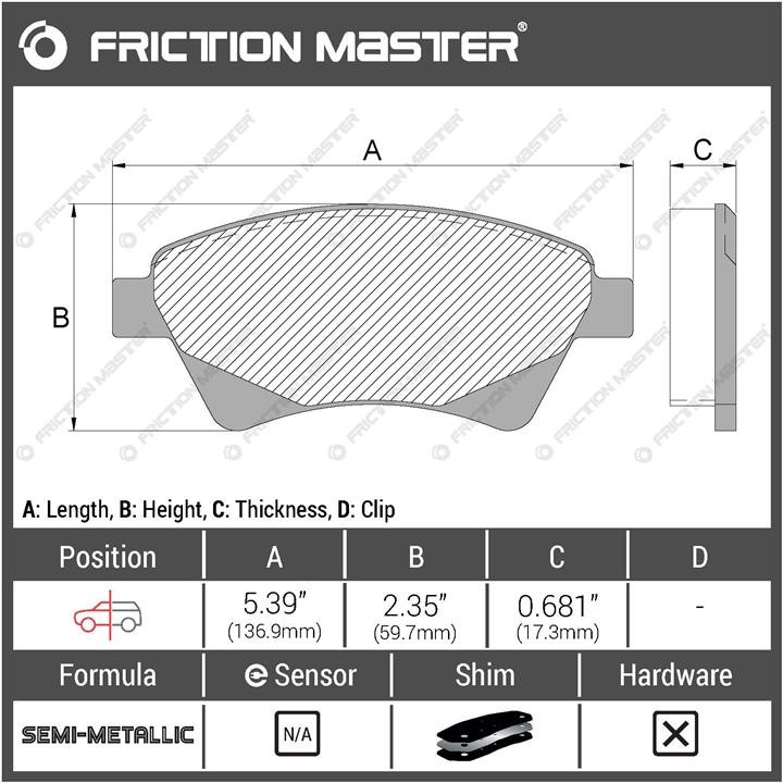 Гальмівні колодки Friction Master Black, комплект Friction Master MKD1495