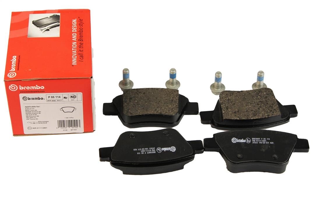 Тормозные колодки дисковые задние, комплект Brembo P 85 114