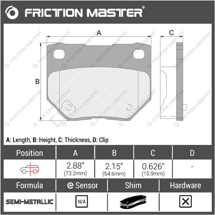 Тормозные колодки дисковые Friction Master Black, комплект Friction Master MKD461