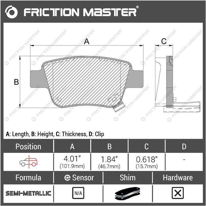 Тормозные колодки дисковые Friction Master Black, комплект Friction Master MKD2067