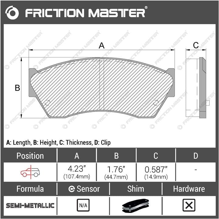 Колодки Тата: MKD451 Friction Master Тормозные колодки дисковые Friction Master Black, комплект
