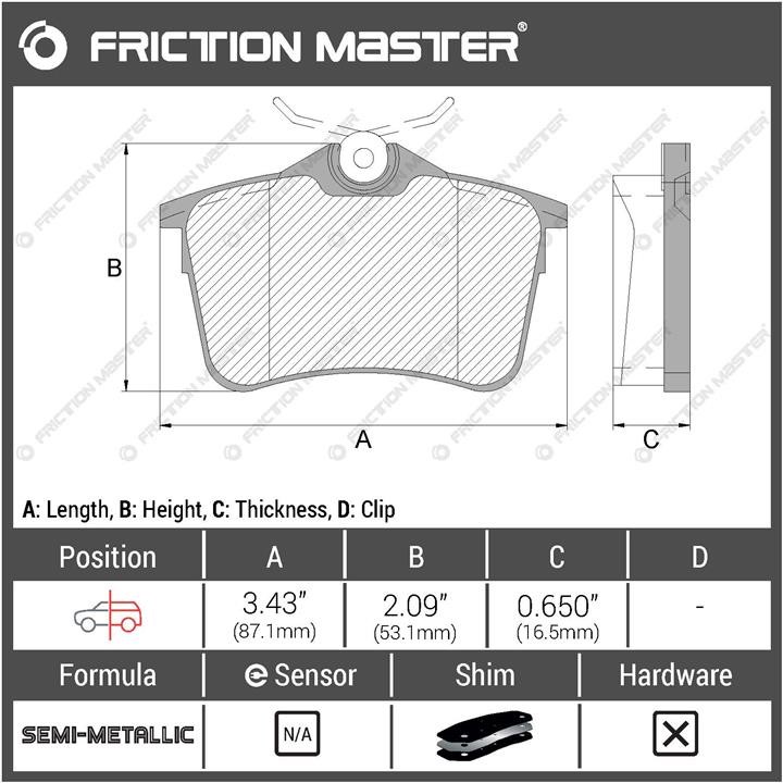 Тормозные колодки дисковые Friction Master Black, комплект Friction Master MKD1926