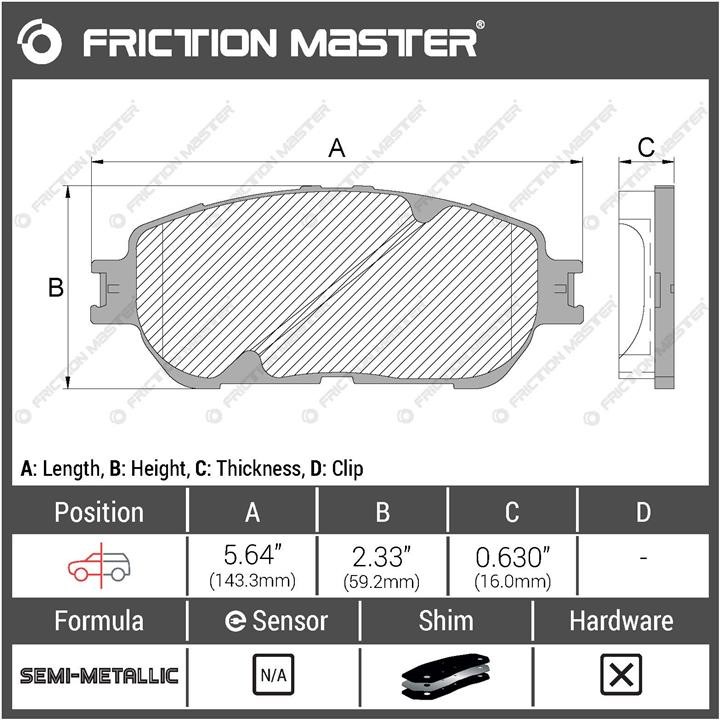 Тормозные колодки дисковые Friction Master Black, комплект Friction Master MKD906