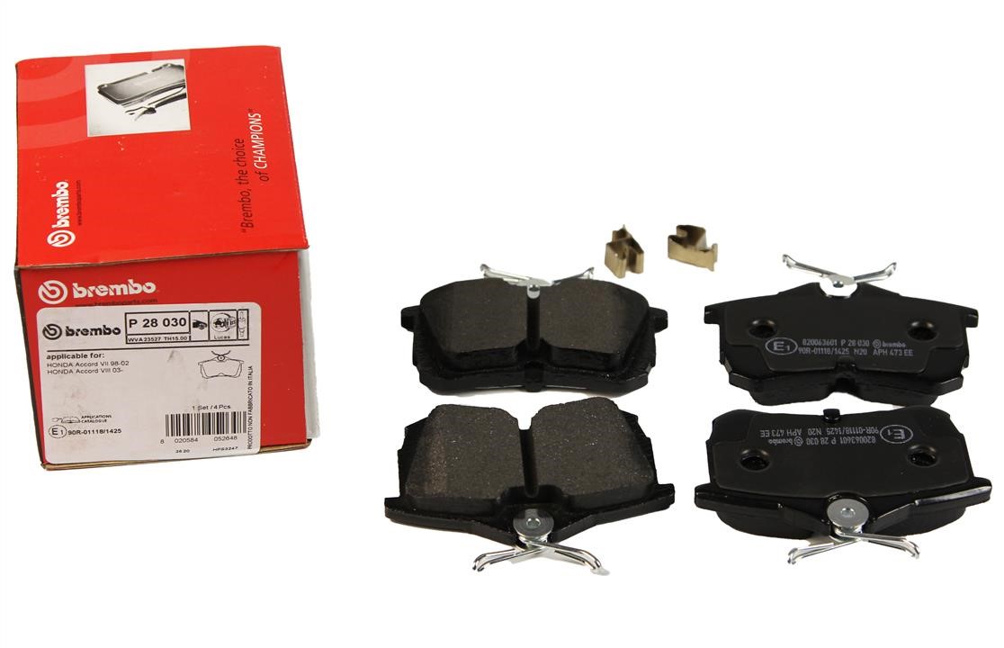 Тормозные колодки дисковые, комплект Brembo P 28 030