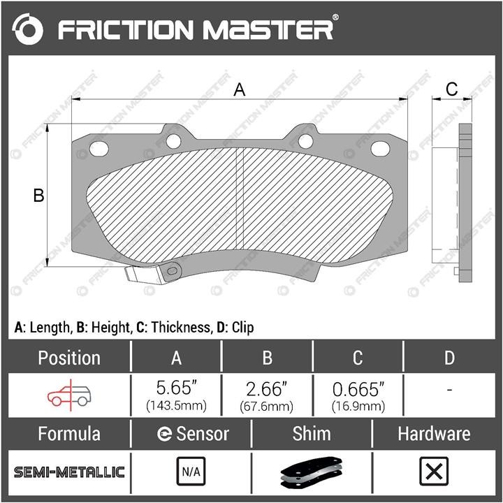 Тормозные колодки дисковые Friction Master Black, комплект Friction Master MKD1567