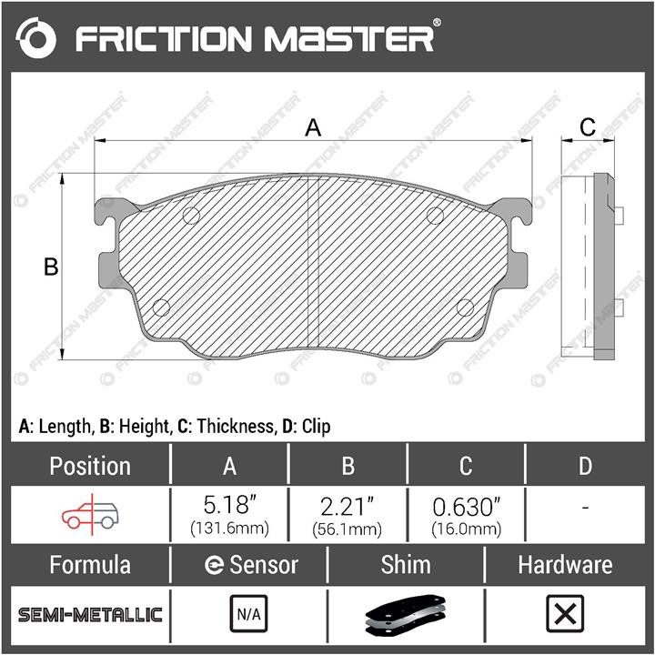 MKD755 Friction Master Тормозные колодки дисковые Friction Master Black, комплект