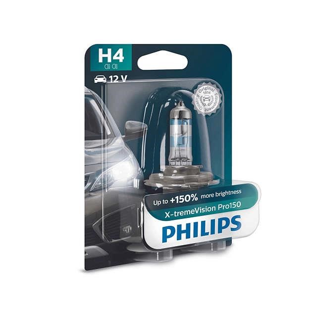 Лампа галогенна Philips X-Tremevision +150% 12В H4 60&#x2F;55Вт +150% Philips 12342XVPB1