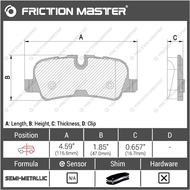Тормозные колодки дисковые Friction Master Black, комплект Friction Master MKD1099