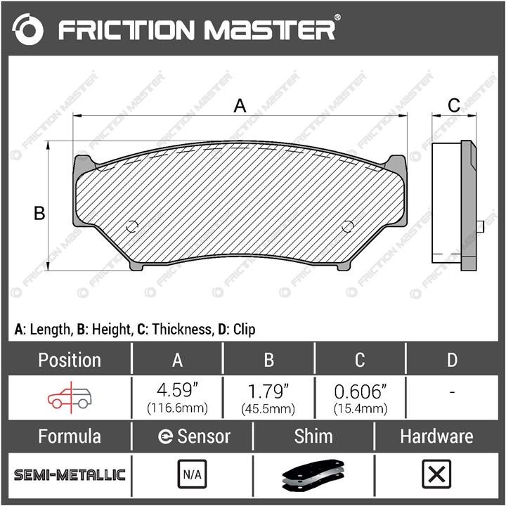 Тормозные колодки дисковые Friction Master Black, комплект Friction Master MKD556