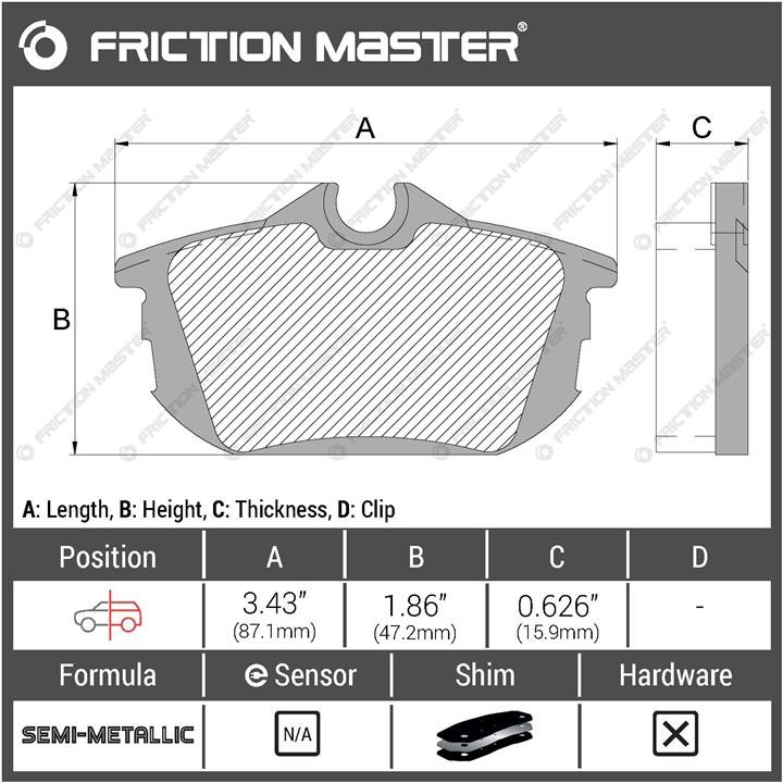 Тормозные колодки дисковые Friction Master Black, комплект Friction Master MKD838