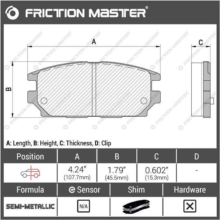 Тормозные колодки дисковые Friction Master Black, комплект Friction Master MKD532