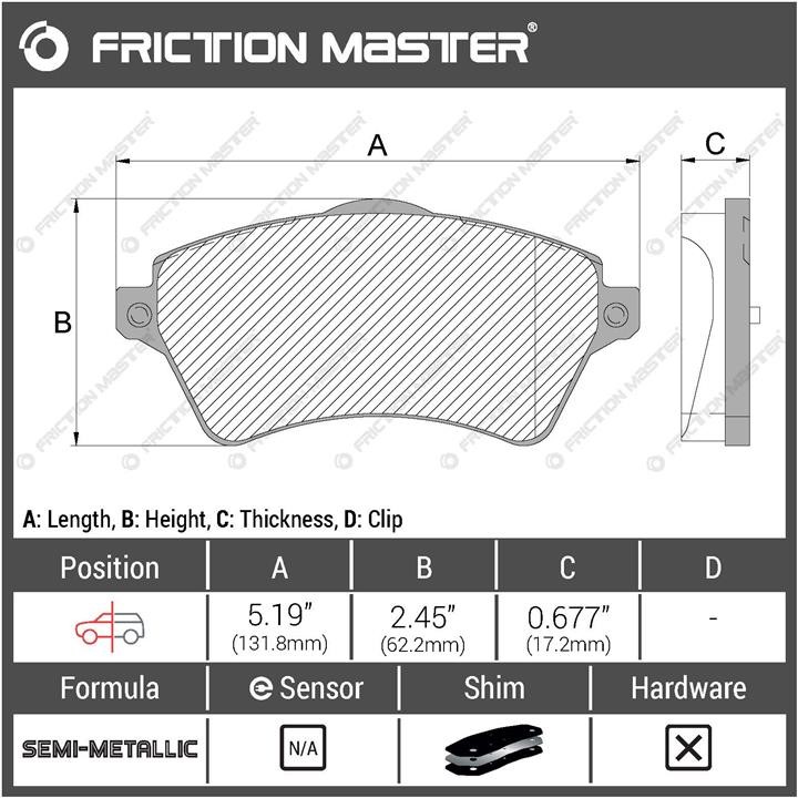 Гальмівні колодки Friction Master Black, комплект Friction Master MKD926