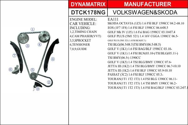 Dynamatrix DTCK178NG Комплект ланцюга ГРМ DTCK178NG: Купити в Україні - Добра ціна на EXIST.UA!
