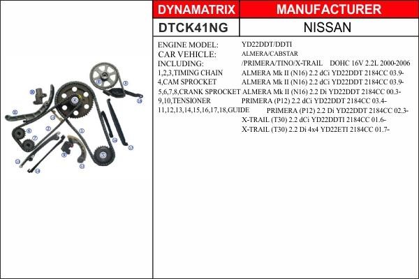 Dynamatrix DTCK41NG Комплект ланцюга ГРМ DTCK41NG: Купити в Україні - Добра ціна на EXIST.UA!