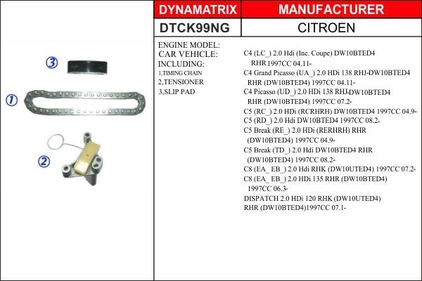 Dynamatrix DTCK99NG Комплект ланцюга ГРМ DTCK99NG: Купити в Україні - Добра ціна на EXIST.UA!