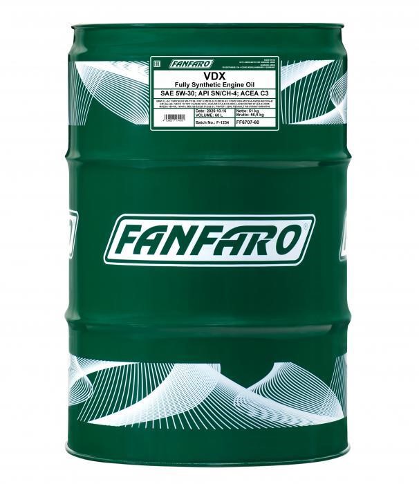 Fanfaro FF6707-60 Моторна олива FanFaro VDX 5W-30, 60 л FF670760: Купити в Україні - Добра ціна на EXIST.UA!