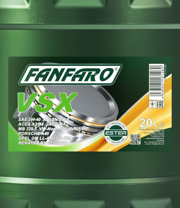 Моторна олива FanFaro VSX 5W-40, 20л Fanfaro FF6702-20