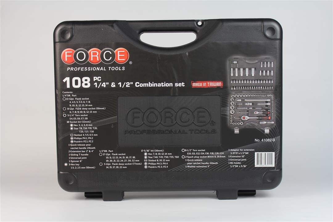 1/4 и 1/2 Набор инструмента 12-гр. 108 пр. Force Tools 41082-9