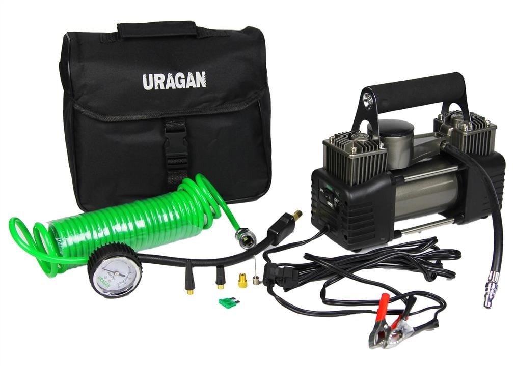 Автомобильный компрессор двухпоршневой Uragan 90170