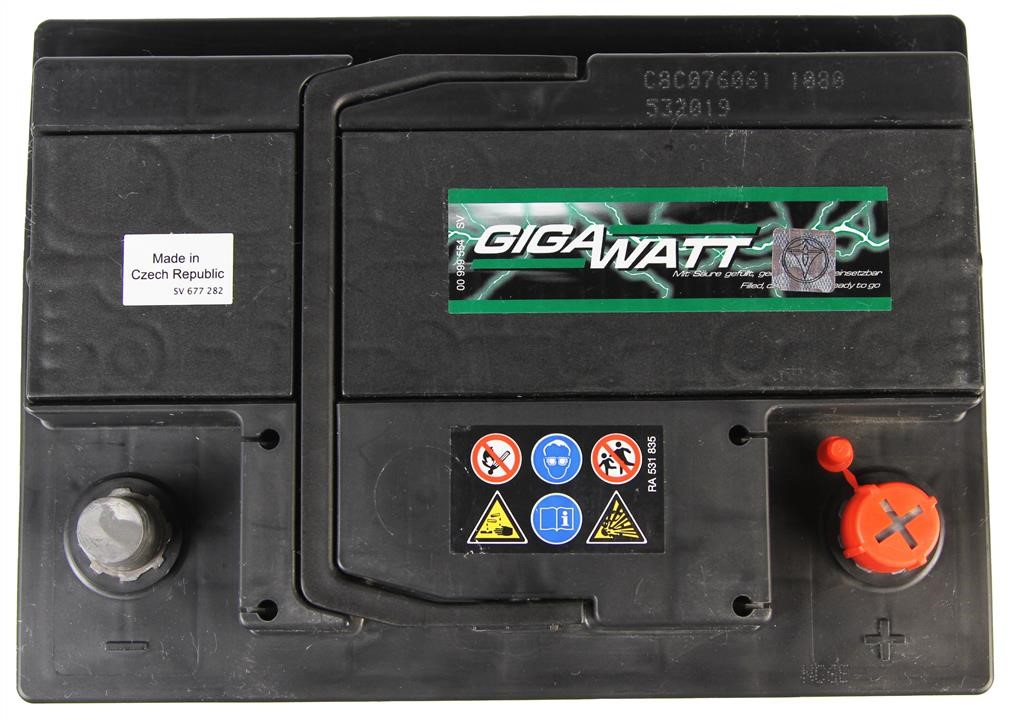 Батарея аккумуляторная Gigawatt 12В 60Ач 540А(EN) R+ Gigawatt 0185756008 - фото 3