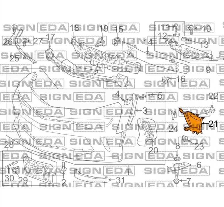 PCV99101AL Signeda Кронштейн бампера