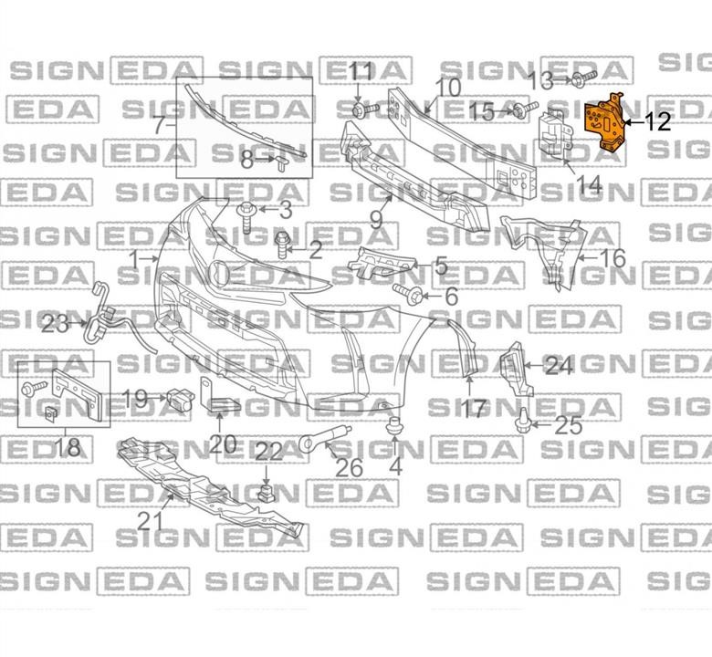 Signeda PTY43486CR Кронштейн бампера PTY43486CR: Отличная цена - Купить в Украине на EXIST.UA! PTY43486CR Signeda Кронштейн бампера