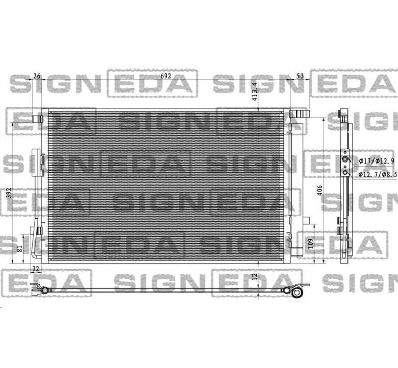 Радіатор кондиціонера KIA Sorento (Кіа Соренто): RC94786 Signeda Радіатор кондиціонера (Конденсатор)