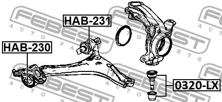 Сайлентблок рычага подвески Febest HAB-231