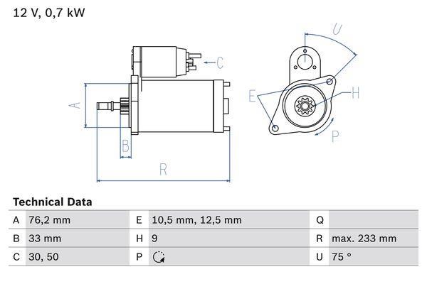 Bosch 0 986 010 530 Стартер 0986010530: Отличная цена - Купить в Украине на EXIST.UA! 0986010530 Bosch Стартер
