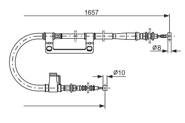 Тросик ручного тормоза Mazda MX-6 (Мазда МХ-6): 1987477502 Bosch Трос ручника, левый