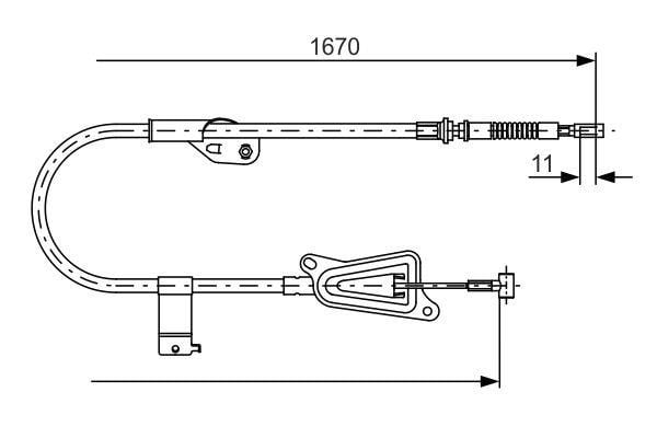 1987477943 Bosch Трос ручника, правый