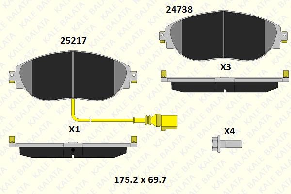 Kale Balata 24738 200 15 Гальмівні колодки передні, комплект 2473820015: Купити в Україні - Добра ціна на EXIST.UA!