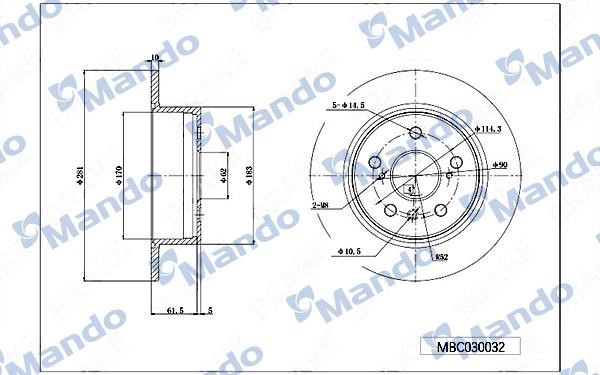 Mando MBC030032 Диск гальмівний задній невентильований MBC030032: Купити в Україні - Добра ціна на EXIST.UA!