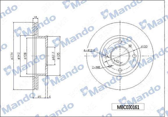 Mando MBC030161 Диск гальмівний передній вентильований MBC030161: Купити в Україні - Добра ціна на EXIST.UA!