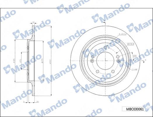 Mando MBC030061 Диск гальмівний задній невентильований MBC030061: Купити в Україні - Добра ціна на EXIST.UA!