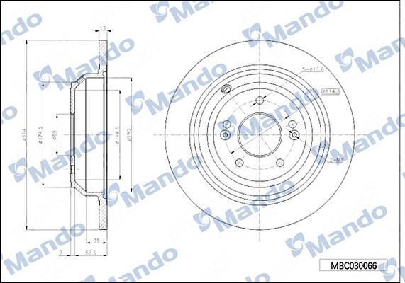 Mando MBC030066 Диск гальмівний задній невентильований MBC030066: Купити в Україні - Добра ціна на EXIST.UA!