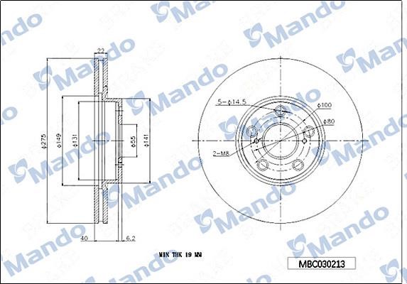 Mando MBC030213 Диск гальмівний передній вентильований MBC030213: Купити в Україні - Добра ціна на EXIST.UA!
