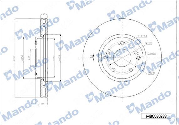 Mando MBC030238 Диск гальмівний передній вентильований MBC030238: Купити в Україні - Добра ціна на EXIST.UA!